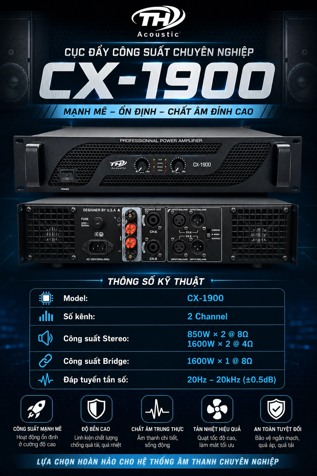 Cục đẩy công suất Thacoustic CX-1900